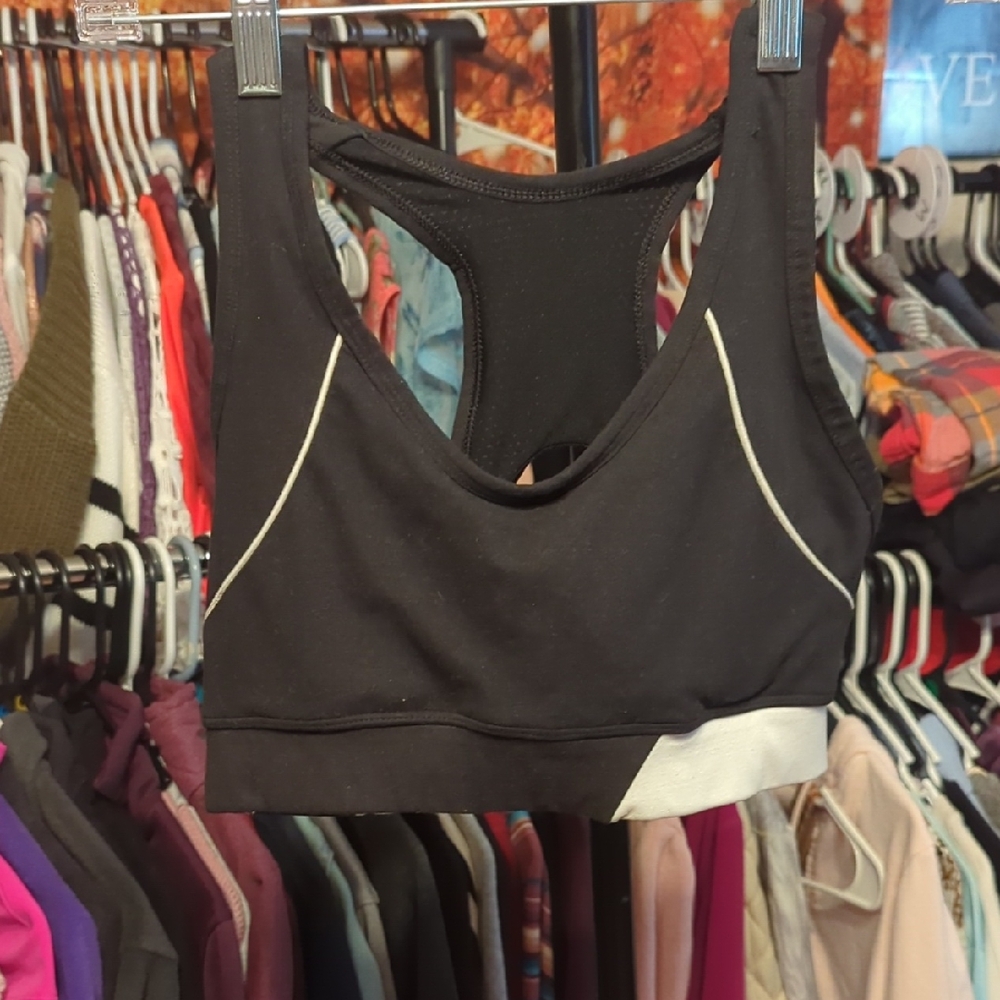Bali Black Sports Bra with White Trim